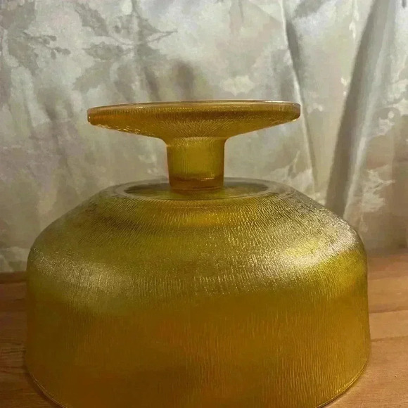 Vintage Frosted Amber Large  Compote Glass Bowl - Picture 3 of 5